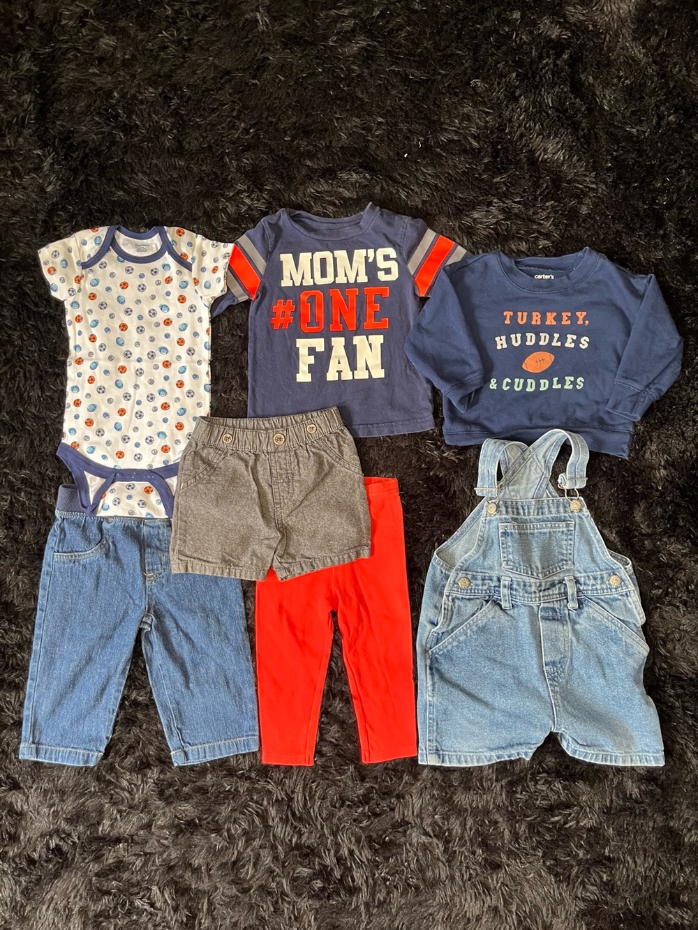 COTTON 12 Months Boy FOOTBALL 7 Piece Bundle